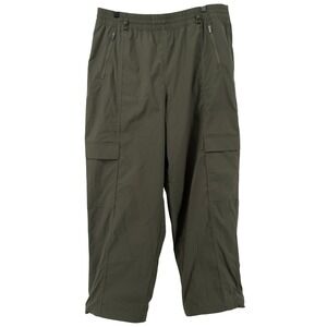 Athleta Cascade High Rise Cargo Poplin Pant Moss Green Women XL Pockets‎ Y2K
